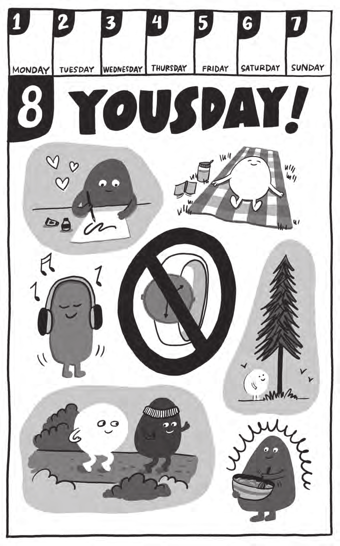 Illustration from The Eighth Day of the Week chapter of Time Anxiety, by Emily McDowell
